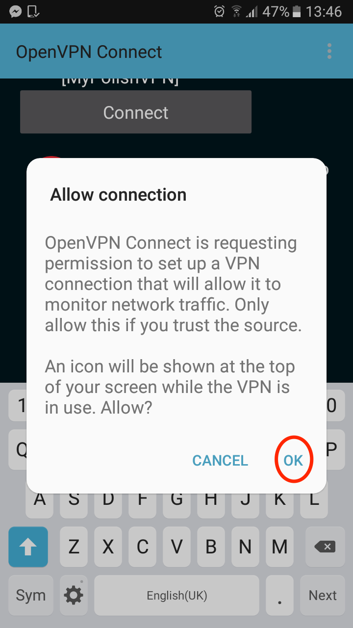 Allow connection openvpn MyFrenchTV